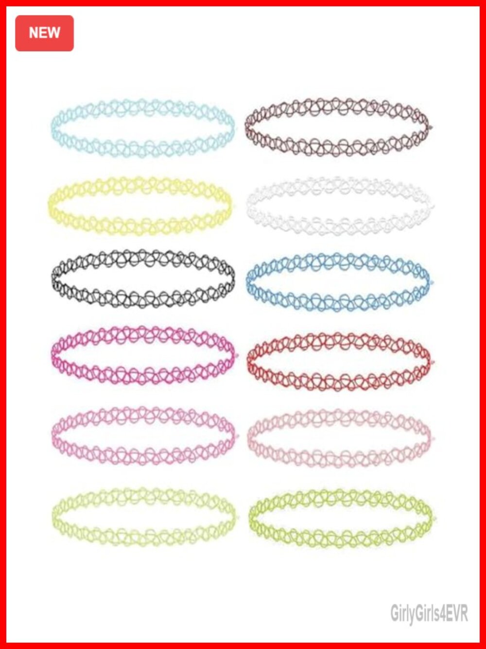 12-Piece Adjustable Stretchy Plastic Choker Necklace Set